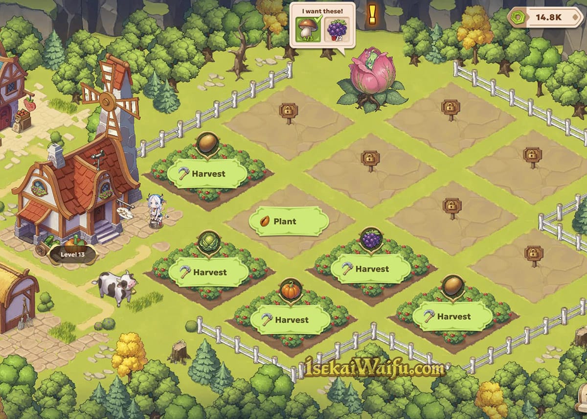 Farm minigame with crop plots