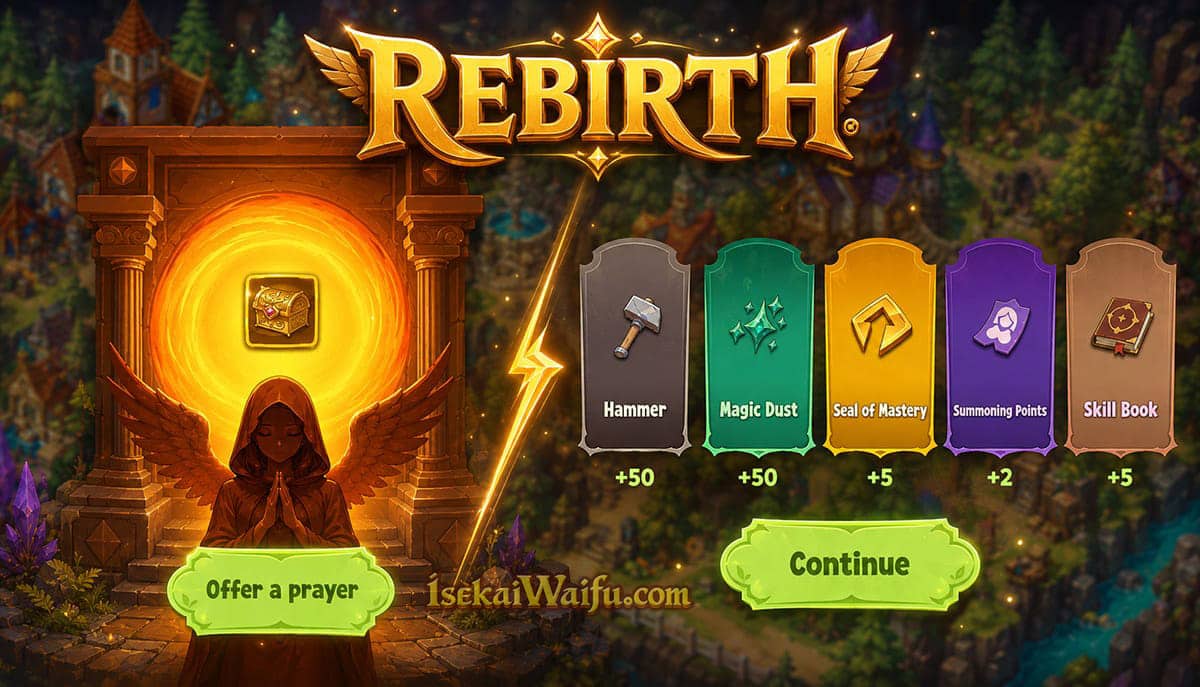 Rebirth system with permanent bonuses